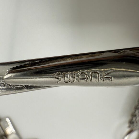 Vintage cuff links tie clips two sets silver toned mens jewelry late 1900s Swank - Picture 6 of 13